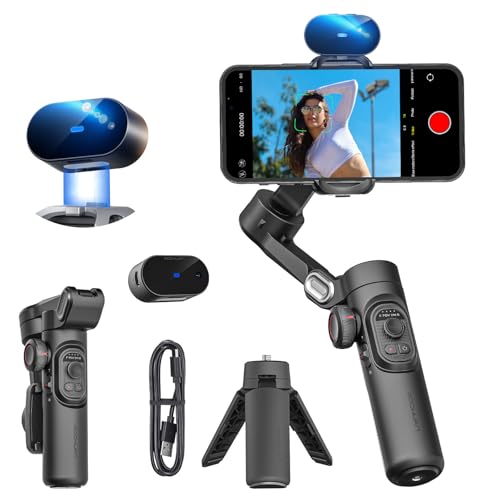AOCHUAN XE AI Versión, estabilizador de cardán para Smartphone, sin aplicación de Seguimiento de AI, Control de Gestos, cardán de Inicio de 360° con TikTok Youtube, trípode de Mano Plegable de 3 Ejes