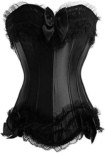 Martya Womens Waist Cincher Lace up Boned Bustier Corset Clubwear Shapewear White/Black Plus Size