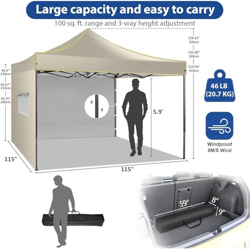COBIZI 10x10 Heavy Duty Pop Up Canopy Tent with 4 Removable Sidewalls, Waterproof Outdoor Gazebo image 12