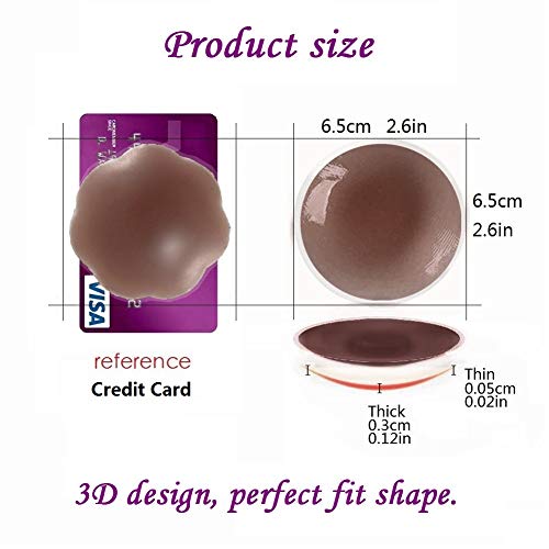 Nipple Covers Brown Dark Skin Tone Breast Petals Invisible Bra Reusable Adhesive Silicone Pasties 2 Pairs - Thumbnail 3