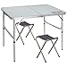 REDCAMP Folding Camping Table Adjustable, Portable Picnic Table with 2 Chairs, Aluminum White 35.4