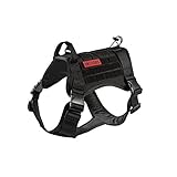 OneTigris Tactical Service Dog Vest - Water-Resistant Comfortable Military Patrol K9 Dog Harness with Handle (Extra Large, Black)