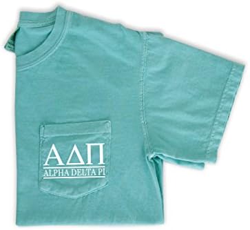 Go Greek Chic Alpha Delta Pi Letters Pocket Tee by Sorority Comfort Colors T-Shirt (Medium)