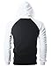 GIVON Mens Slim Fit Raglan Hoodies Pullover Lightweight Long Sleeve Sweatshirt with Kanga Pocket / DCF027-BLACK/WHITE-2XL