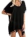 Yincro Women's Chiffon Swimsuit Beach Bathing Suit Cover Ups for Swimwear (Black Tassel, Size C)
