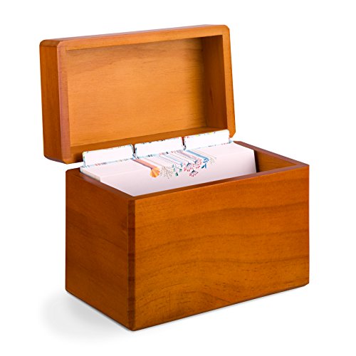Fresh & Lucky Wooden Recipe Box with 100 Recipe Cards and Dividers 4x6 Double Sided Vintage