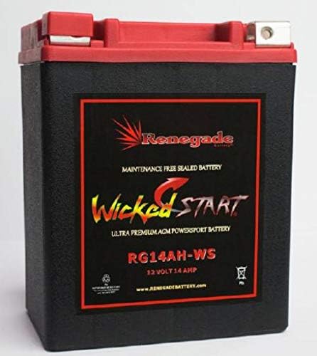RG14AH-WS; 400 Cold Cranking Amps; Polaris 2011, 2012, 2013, 2014 Sportsman 550 EPS ATV battery BTX14AH-BS,YTX14AH-BS,UB14-A2,YB14-B2