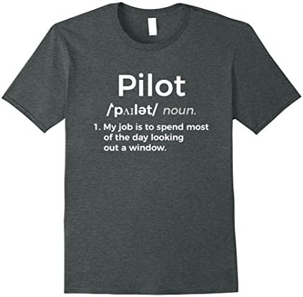 Mens Funny Pilot Definition T-Shirt Aviation Gift Shirt Large Dark Heather
