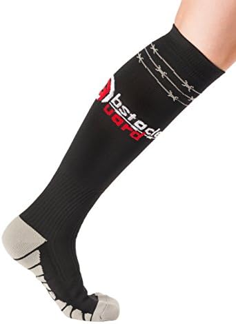 Obstacle Guard Athletic Compression Socks (1 Pair) Black &amp; Gray: For Obstacle Race, Mudrun, Cross Training, WOD, Trail Running, and More (Small)