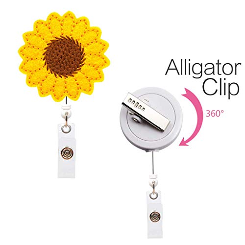 Orcbee _Sunflower Badge Reel Holder Accurate Stitching Strap Telescopic Retracting Clip