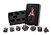 Forged Dice Co. Metal Polyhedral Dice Set of 7 - Storage Tin and Stickers - Metal Gaming Dice for RPG Games - Iron w/Red Numbers