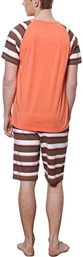HACAI Men's Pajama Set Soft Cotton Short Sleeve Sleepwear