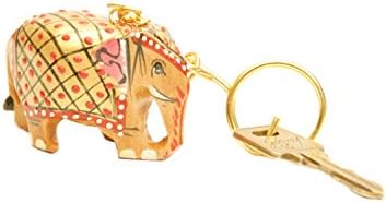 Hand Carved Wooden beautifully painted Elephant Key Ring, keychain, Key Holder Keychain, indian handicaft for gift and home décor