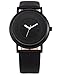 SINOBI New Fashion Round Mens Women Unisex Black Polyurethane Synthetic Leather Band Quartz Wrist Watch SNB004