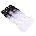 BACANA White Braiding Hair Ombre Black White 3 Packs Jumbo Braiding Hair Extension For Box Braids Senegal Twist Two Tone Ombre Color Synthetic Hair 24 Inch