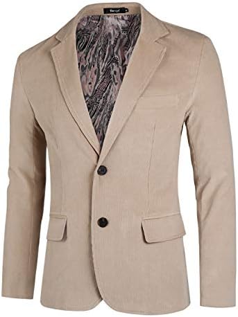 TATT 21 Men Casual Blazer Notch Lapel Two Button Cotton Corduroy Sport Coat