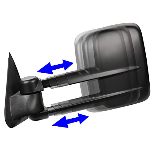 For Ford F150 F250 Pair of Black Textured Telescoping Manual Extenable Side Towing Mirrors