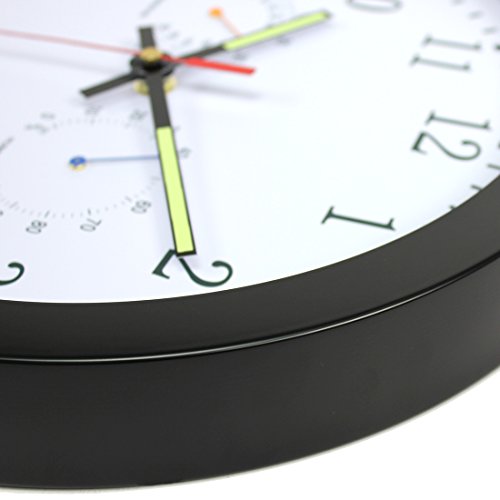 Petforu 12-Inch Night Light Wall Clock Grow-in-The-Dark Temperature Humidity Monitor Clock Specialty (Black)