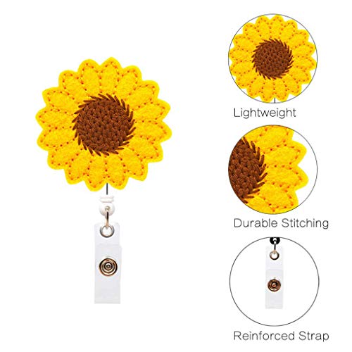 Orcbee _Sunflower Badge Reel Holder Accurate Stitching Strap Telescopic Retracting Clip