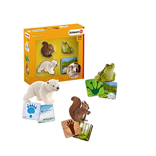 Schleich 42474 Wild Life Spielset - Schleich Lernkarten Wild Life, Spielzeug ab 3 Jahren