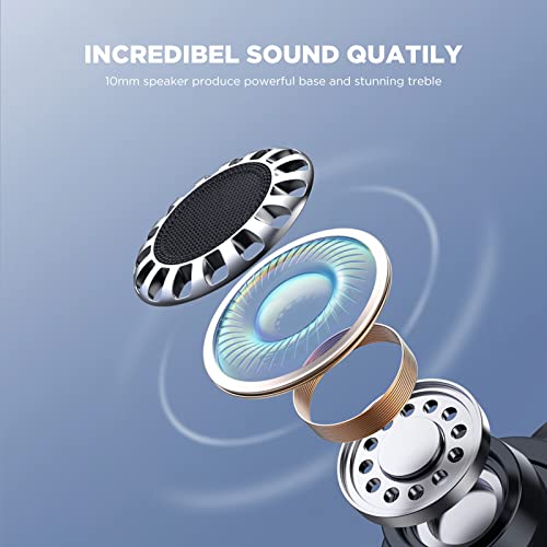 HTC 2023 New True Wireless Earbuds 7 Bluetooth 5.3, Stereo Earphones 10mm Driver with Deep Bass, 40ms Ultra Low Latency for Gaming, Running - 22H Playtime/Touch Control/Game Modes/Built-in Mic - Pink