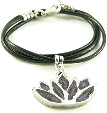 Orgone Energy Small Lotus Flower Pendant Necklace in Amethyst with Vegan (Faux) Leather Cord (20)