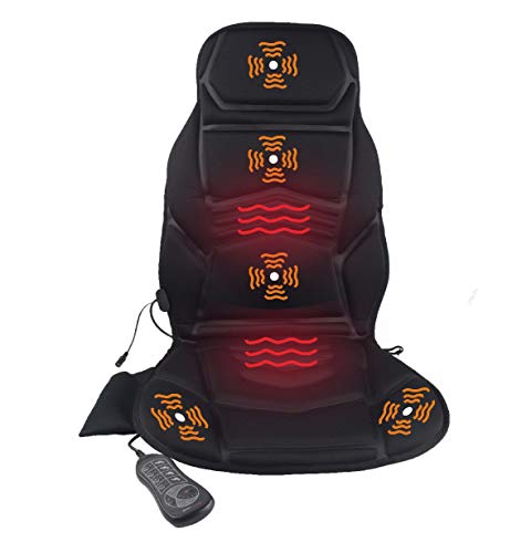 Electronic Vibration Car Seat Cover, IDODO Vibrating Back Seat Cushion Pad Massager with Heat, Massage Chair to Relax, Sooth and Relieve Neck and Back, Shoulder and Leg