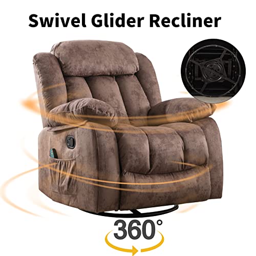 INZOY Massage Swivel Rocker Recliner with Heat and Vibration, Manual