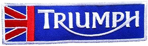 Triumph UK England blue small Classic Motorbike Motorsport Motorcycles Biker Patch Sew Iron on Embroidered Applique Sign Vest Jackt T shirt Costume Gift