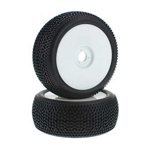 HobbyMarking 2Pcs RC Car 1/8 Scale Tires Tyre and 17mm Hub Wheel Rims for Buggy Off-Road HSP HPI RC Model Car (White)