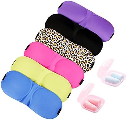 HappyDaily Set of 6 Beautiful and Comfortable Sleep masks with 2 Pack Boxed Ear Plugs- 3D Sleep mask - Black/Hopink/Purple/Green/Blue/Leopard