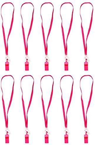 Necklace Whistle Bachelorette Party Girls Night Out Hen Party Supplies Rose Red,Pack of 10