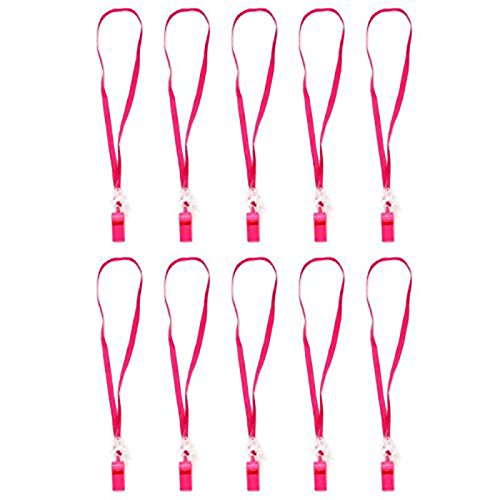 Necklace Whistle Bachelorette Party Girls Night Out Hen Party Supplies Rose Red,Pack of 10