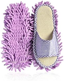 Japsom Soft Microfiber Home Cleaning Dusting Mopping Slippers, PurpleMedium
