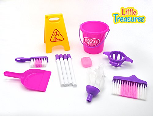 Little Helper - Complete Cleaning kit Pretend Toy Set for Kids 3+ Contains a Full Range of Cleaning Supplies Including a Fully Functional Water Bucket, a Duster and Brush and a 'Wet Floor' Sign