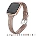 bayite Bands Compatible with Fitbit Versa/Fitbit Versa Lite/Fitbit Versa 2, Replacement Accessories Strap Slim Genuine Leather Band Women Men, Tan (5.3