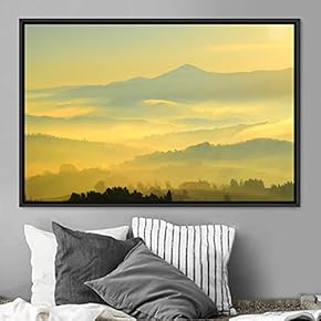signwin Framed Canvas Wall Art Orange Sunset Abstract...