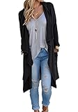 Poulax Women's Solid Lightweight Knitted Open Front Long Trench Coat Cardigan