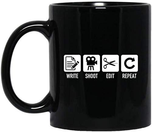 - Write Shoot Edit Repeat Movie Filmmaker Coffee Mug Mug 15oz Gift for Men or Women, Christmas, Birthday, Valentines, Mother's Day