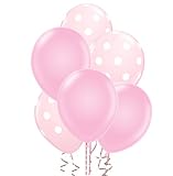 Polka Dot Balloons 11inch Premium Light Pink and Light Pink with All-Over Print White Dots Pkg/25