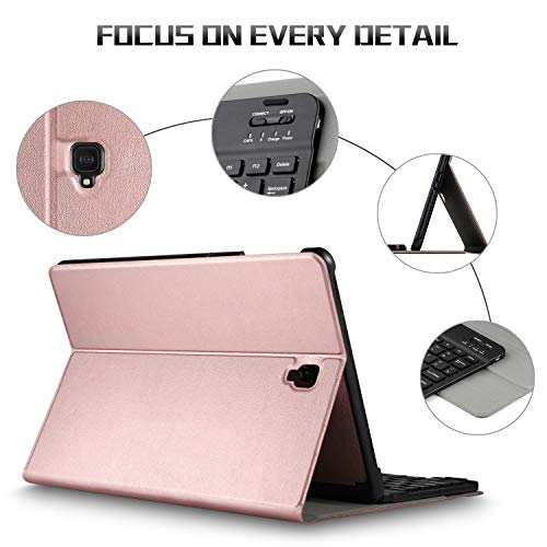 IVSO Samsung Galaxy Tab S4 10.5 Case with Keyboard - Wireless Keyboard Front Prop Stand Case for Samsung Galaxy Tab S4 SM-T830 Wi-Fi & SM-T835 4G LTE 10.5-inch 2018 Release Tablet (Rosegold)
