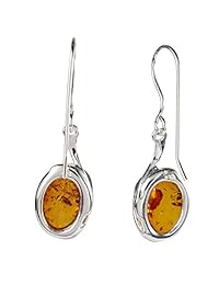 Plata de ley y ámbar báltico color miel arete "Lauren