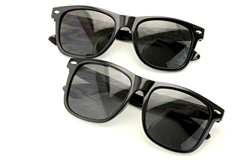 V.W.E. Large or Extra Large 80's Retro Vintage Classic Blue's Brother Gloss Black Sunglasses (1 Large 1 Extra Large, Black)