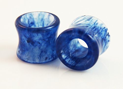 Blue Glass Plugs Tunnels Earrings Sizes 0G, 00G, 1/2", 9/16", 5/8", 3/4" Sold as a Pair (Size: 0G)