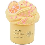 YMDY Fluffy Slime, Scented Stretchy Lemon Slime, Super Soft and Non-Sticky, DIY Sludge Toy for Girls and Boys (200ml)