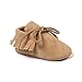 R&V Unisex Infant Baby Boys' Girls' Moccasins Soft Sole Tassels Prewalker Anti-Slip Toddler Shoes (L:12~18 months, Nude)