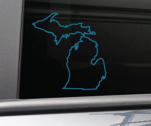 Michigan Vinyl Decal Laptop Car Truck Bumper Window Sticker, 5.5" x 5.25", Teal