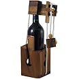 Think-n-Drink Fun Wine Bottle Gift Lock Challenge Puzzle Game Wood Brain Teaser for Adults Party and Gathering