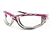 Chrome and Pink Motorcycle Glasses Foam Padded Clear Lens for Women.