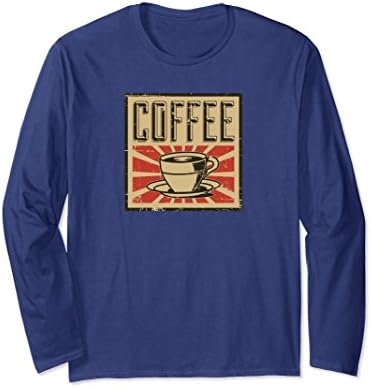 Unisex Vintage Coffee Long-Sleeve Shirt - Distressed Coffee Sign 2XL Navy